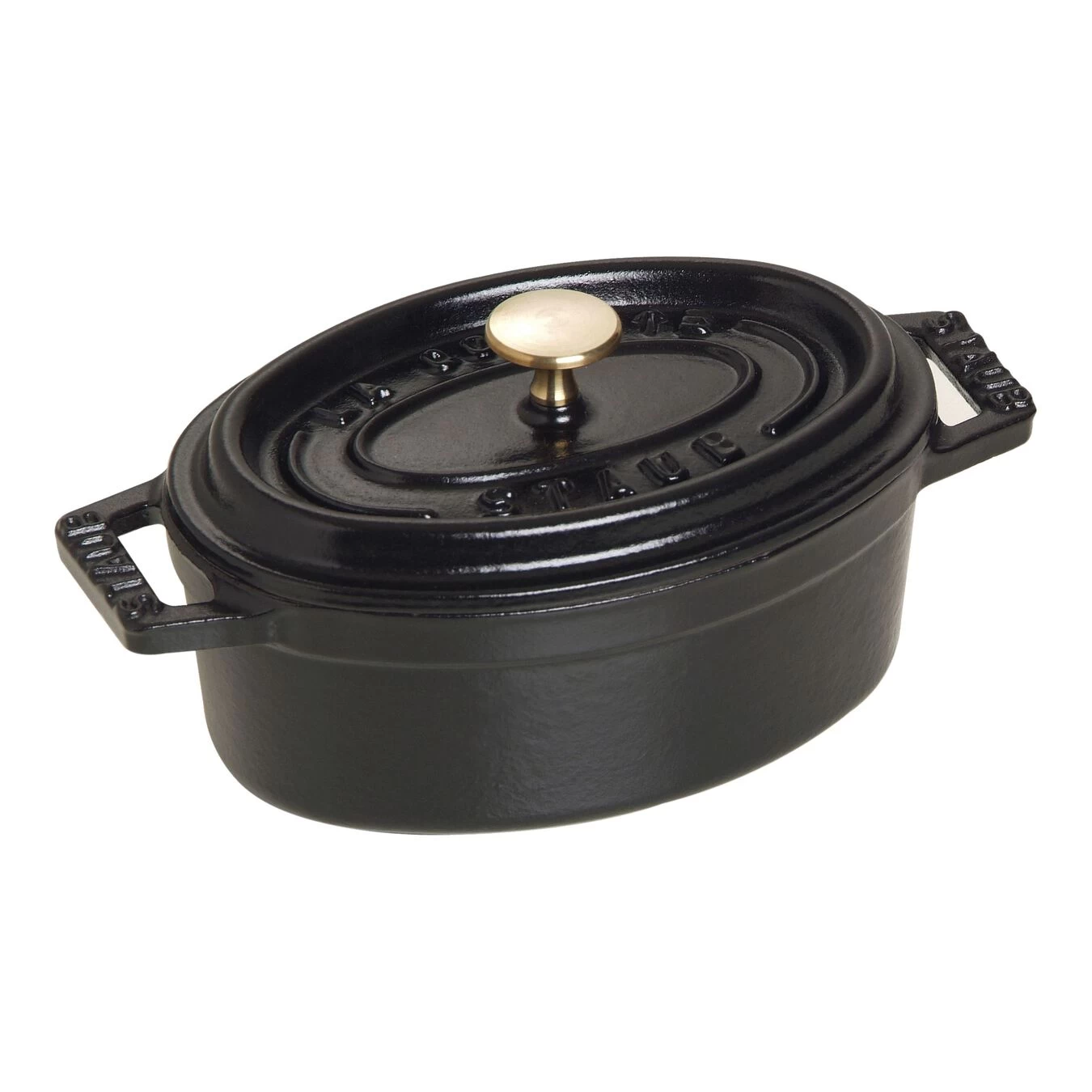 Staub Mini Cocotte 11 Cm, Oval, Schwarz, Gusseisen