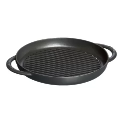 Staub Pure Grill 26 Cm, Rund, Schwarz, Gusseisen