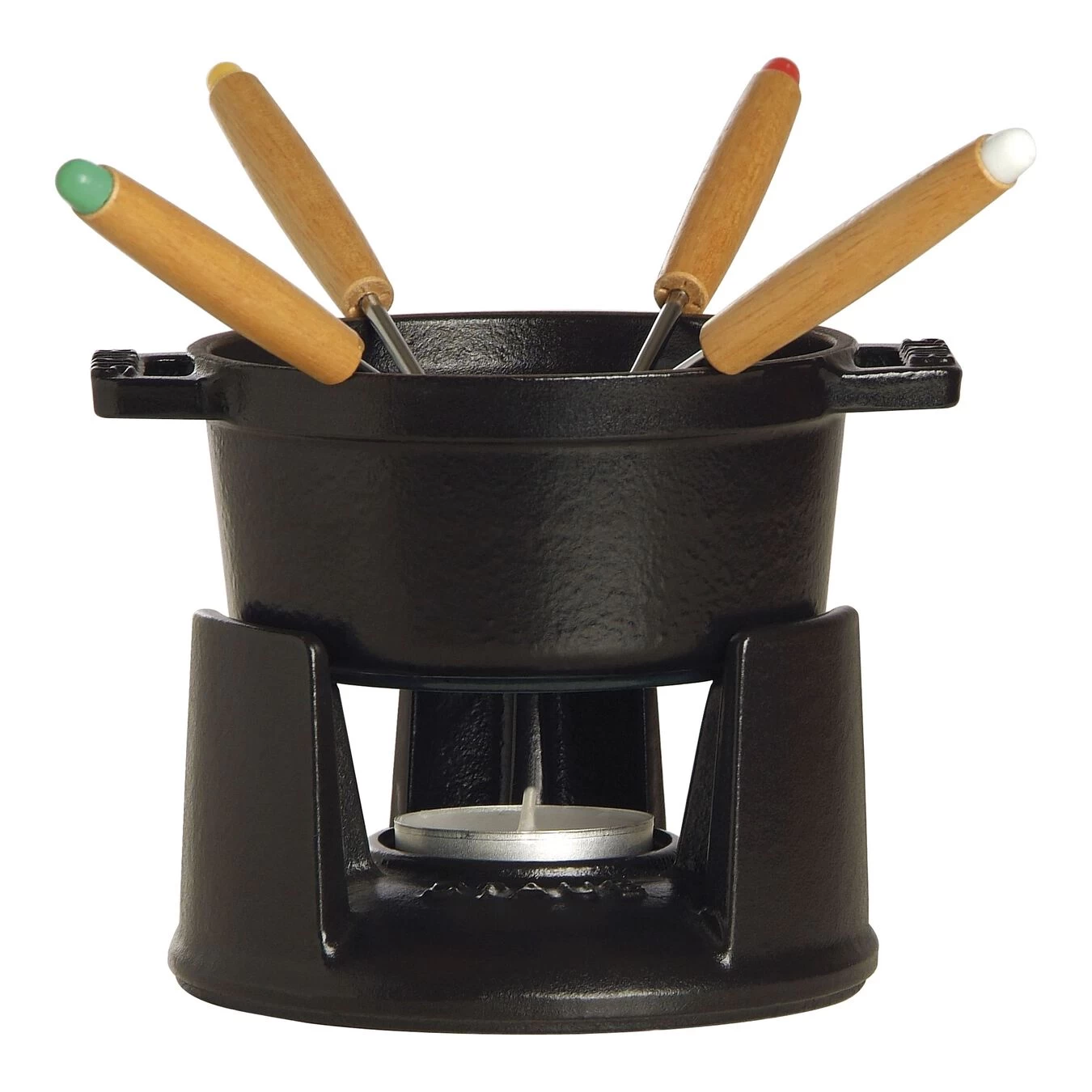 Staub Mini Fondue Set 10 Cm, Schwarz 1 Staub Mini Fondue Set 10 Cm, Schwarz