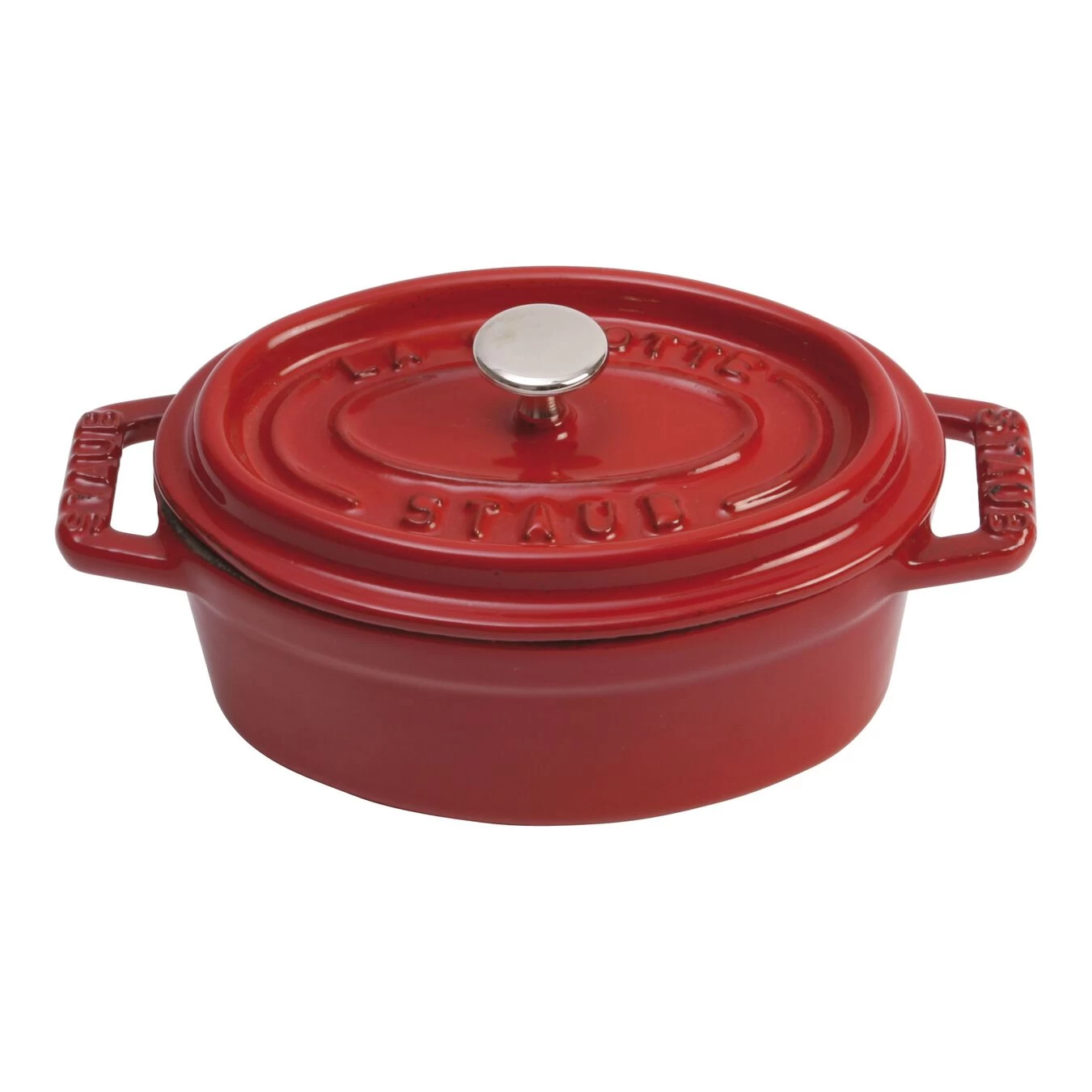 Staub Mini Cocotte 11 Cm, Oval, Kirsch-Rot, Gusseisen 1 Staub Mini Cocotte 11 Cm, Oval, Kirsch-Rot, Gusseisen