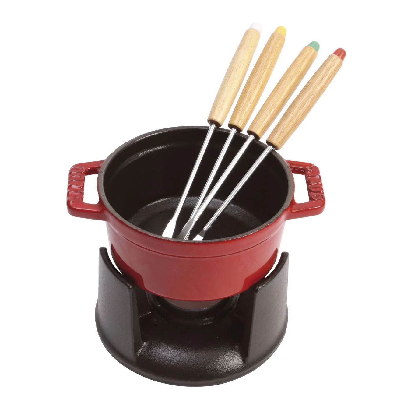 Staub Mini Fondue Set 10 Cm, Kirsch-Rot 4 Staub Mini Fondue Set 10 Cm, Kirsch-Rot – Bild 4