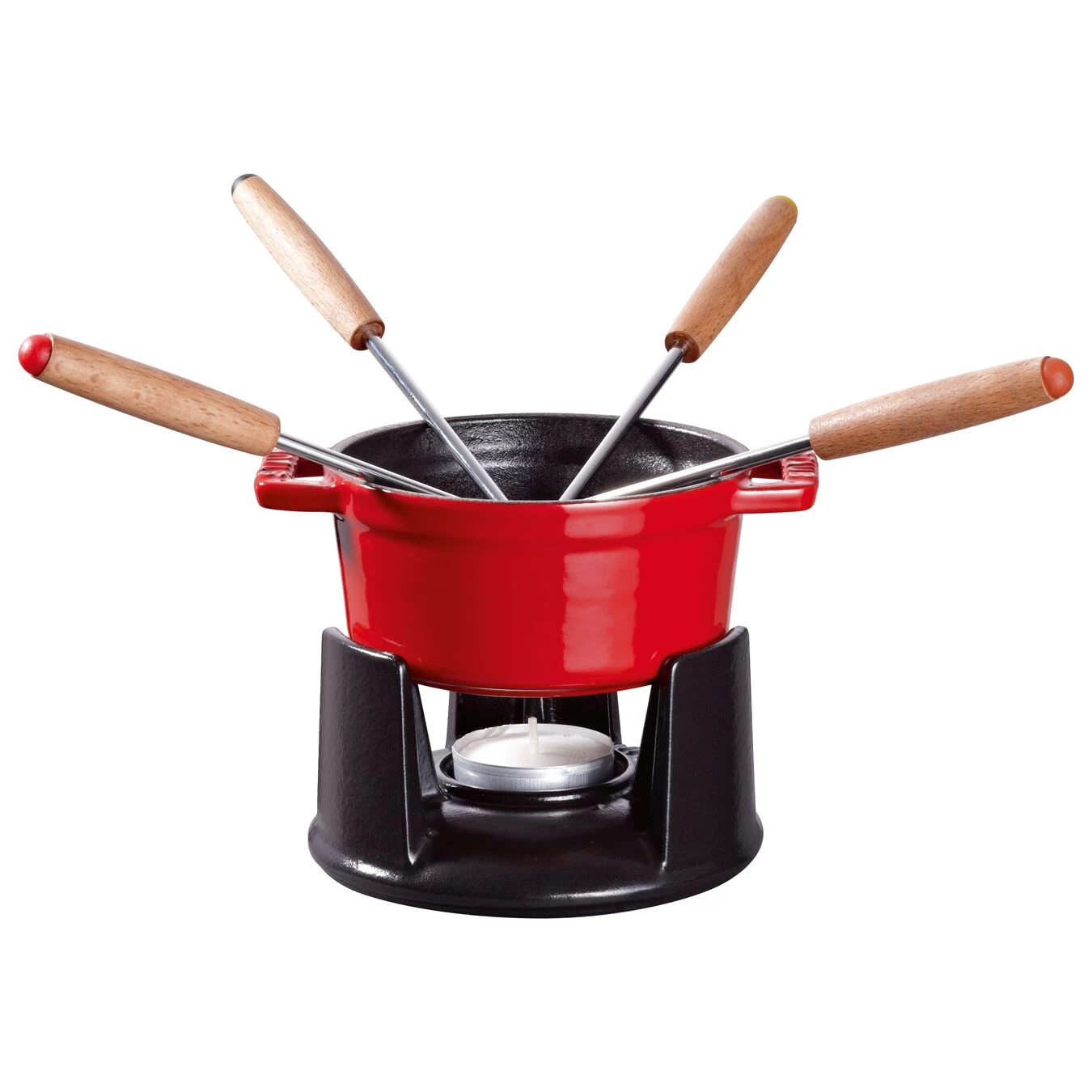 Staub Mini Fondue Set 10 Cm, Kirsch-Rot 3 Staub Mini Fondue Set 10 Cm, Kirsch-Rot – Bild 3