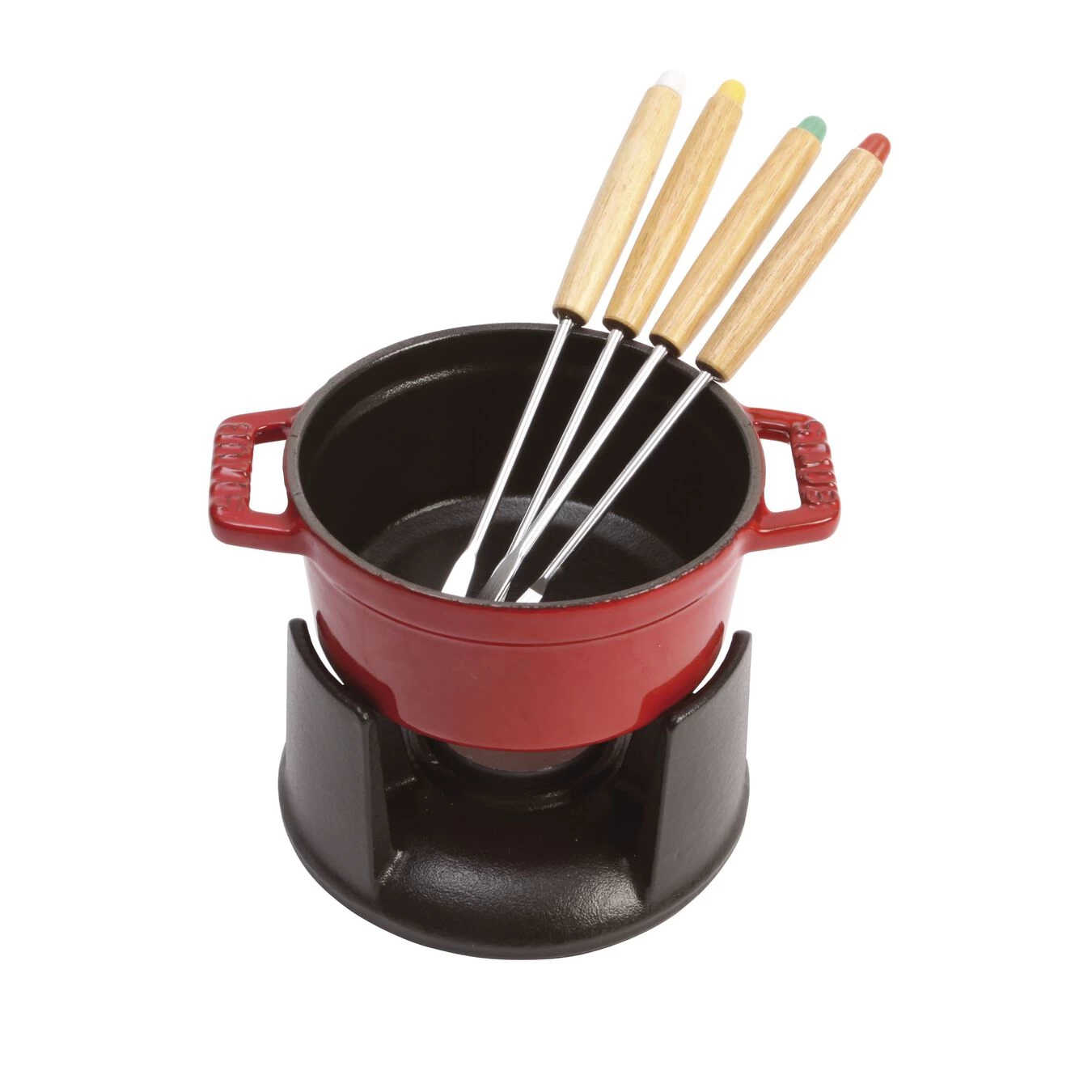 Staub Mini Fondue Set 10 Cm, Kirsch-Rot 2 Staub Mini Fondue Set 10 Cm, Kirsch-Rot – Bild 2