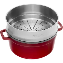 Staub Cocotte Mit Dämpfeinsatz 26 Cm, Rund, Kirsch-Rot, Gusseisen 11 Staub Cocotte Mit Dämpfeinsatz 26 Cm, Rund, Kirsch-Rot, Gusseisen -STAUB Küche 40510601 1