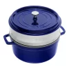 Staub Cocotte Mit Dämpfeinsatz 26 Cm, Rund, Dunkelblau, Gusseisen