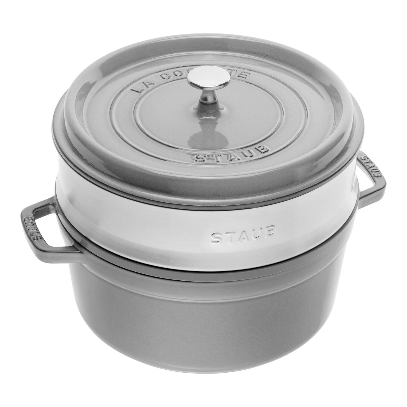 Staub Cocotte Mit Dämpfeinsatz 26 Cm, Rund, Graphit-Grau, Gusseisen 1 Staub Cocotte Mit Dämpfeinsatz 26 Cm, Rund, Graphit-Grau, Gusseisen