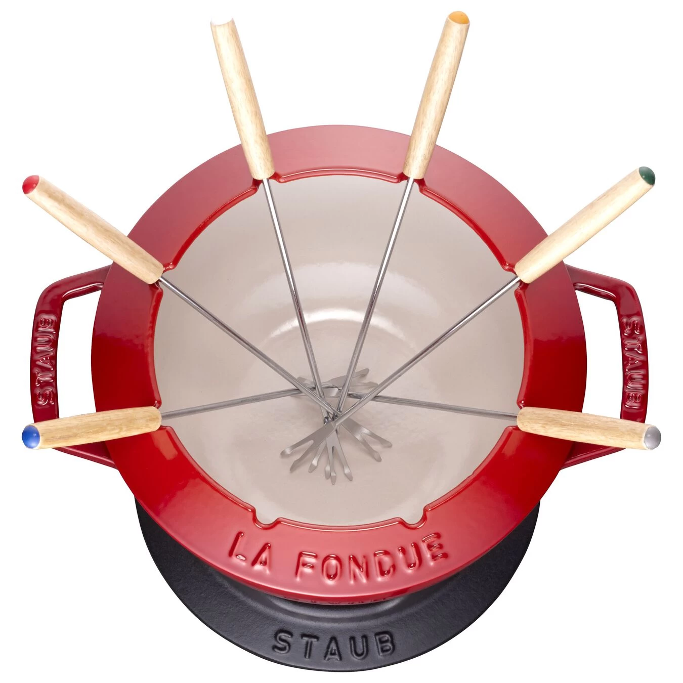 Staub Fondue Set, 18cm, Kirschrot Innen Cremefarben 18 Cm, Kirsch-Rot 2 Staub Fondue Set, 18cm, Kirschrot Innen Cremefarben 18 Cm, Kirsch-Rot – Bild 2