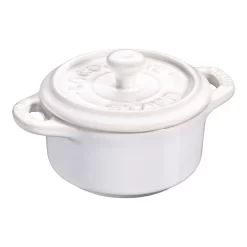 Staub Mini Cocotte 10 Cm, Rund, Elfenbein-Weiß, Keramik